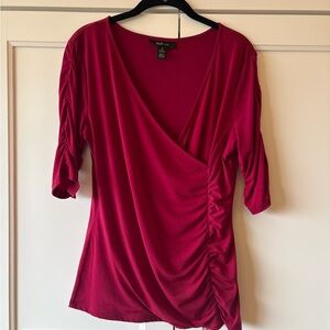 Style & Co. Deep Red Ruched Blouse